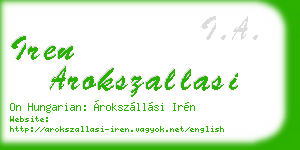 iren arokszallasi business card